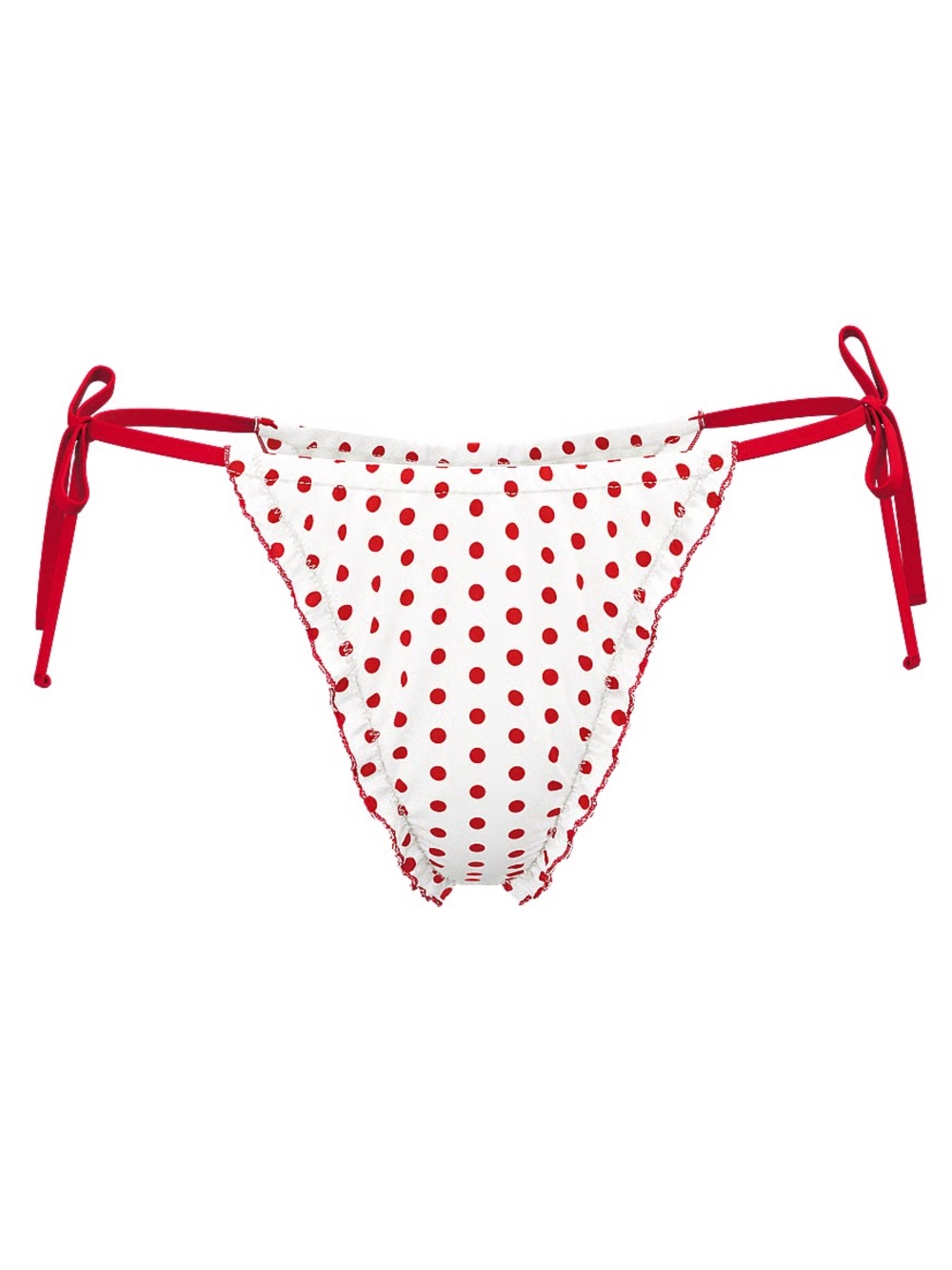 PINK x Frankie's Bikinis Cream
Bikini bottom with Red Trim and Polka Dots